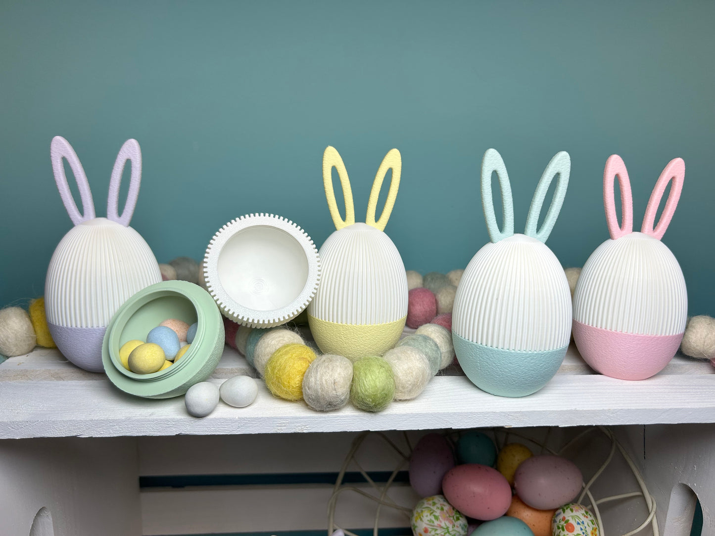 3D Printed Bunny Egg Gift Box – Pastel Macaron Colors